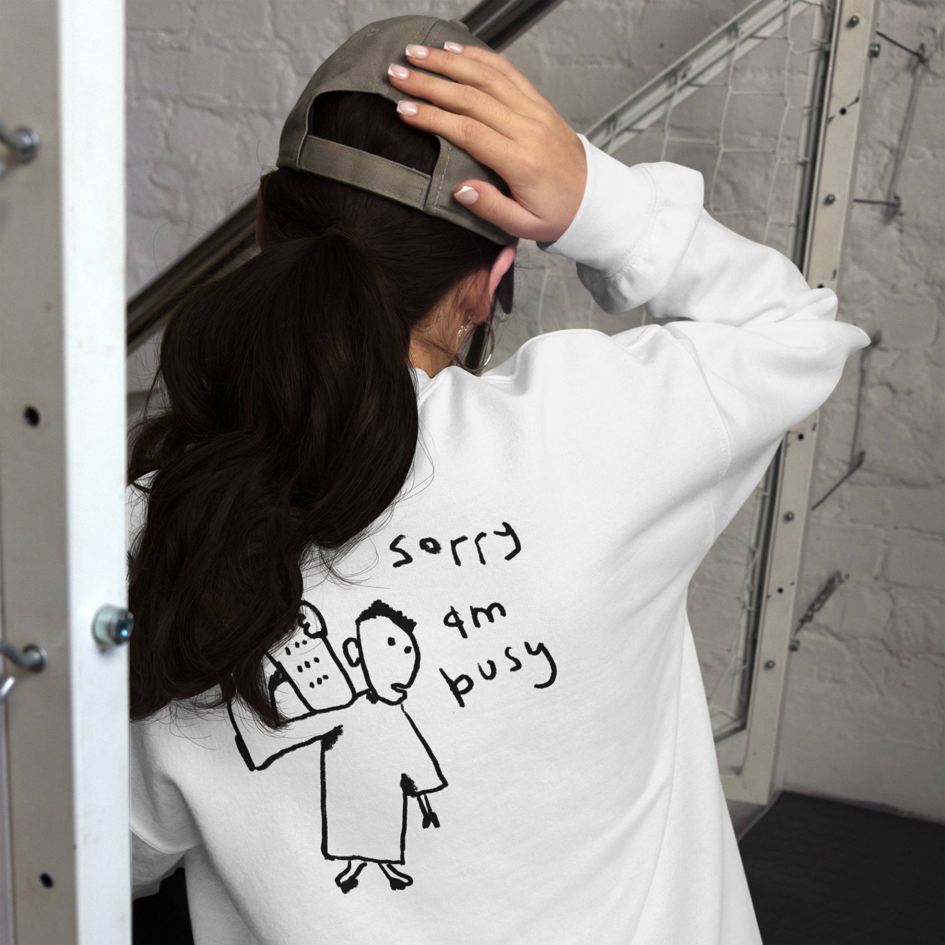 Sweatshirt Mit Rückenprint | Sorry Unisex Pullover - Weiß von RebhuhnStudio