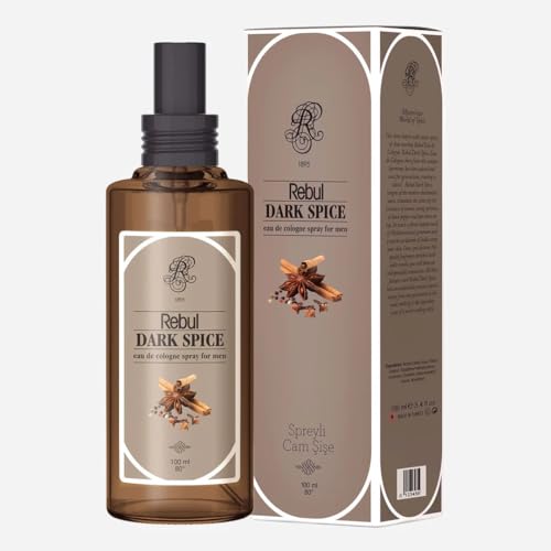 Rebul Dark Spice Eau de Cologne | Kölnisch Wasser für Herren Glasflasche 100ml After Shave, Cologne, Rasierwasser für Herren und Damen von Rebul