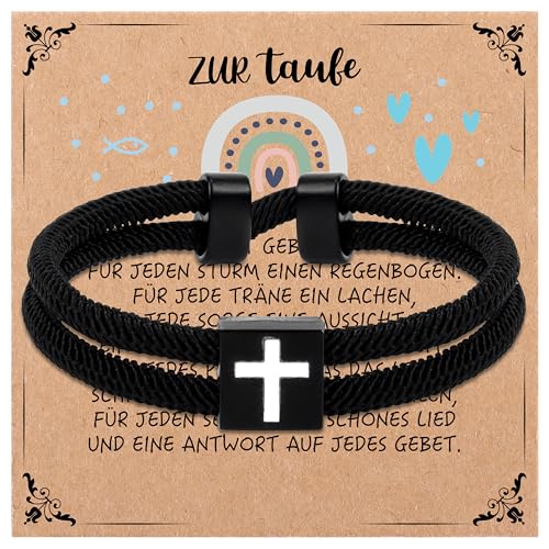Rebundex Taufgeschenke Jungen Kreuz Armband Taufe Geschenk Junge Patenkind Gastgeschenk Taufe Kinder Taufgeschenk für Jungs Originelle Christliche Geschenke zur Taufe von Rebundex