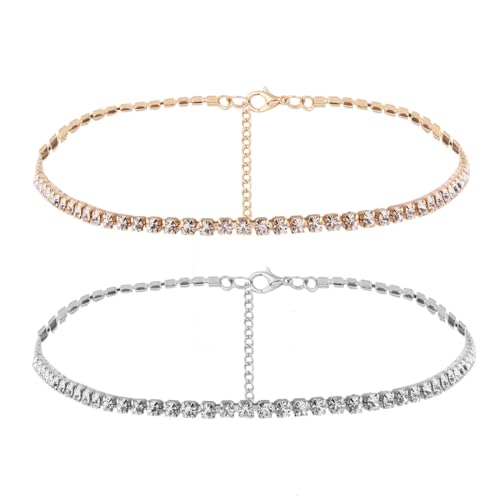 Reccisokz 2-Teiliges Halsketten-Set Für Damen,Iced Out Kette,Bohème-Halskette,Accessoires Für Frauen Und Mädchen von Reccisokz