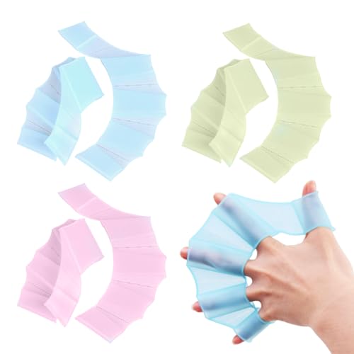Reccisokz 3 Paar Schwimmflossen Schwimmpaddels hand Silikon Schwimmhäute Finger Schwimmhandschuhe damen Schwimmhandschuhe Schwimmhäute Handschuhe Wassersport Schwimmtraining zum Schnorcheln（S） von Reccisokz