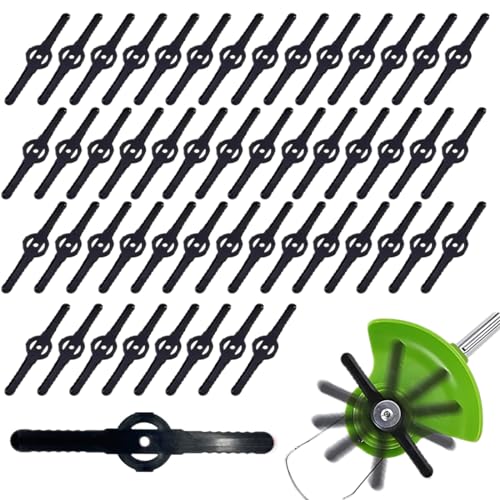 Reccisokz 50 Stück Ersatzmesser für rasenmäher,Rasentrimmer Ersatzmesser,Kunststoff Ersatzmesser Trimmer,Rasentrimmer Messer,Rasenmäher Klinge Kunststoff,Rasentrimmer Zubehör von Reccisokz
