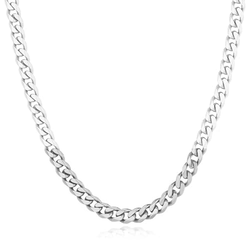 Reccisokz Halskette Herren,Edelstahl Kubanische Halskette 9mm Sechseckiger Schnitt Länge 50cm Vatertag Herren Geburtstagsgeschenk von Reccisokz