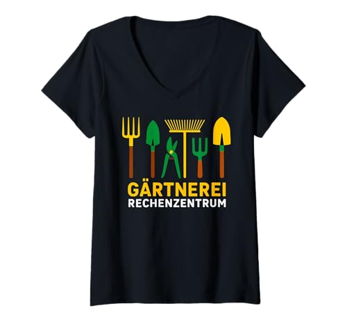 Damen Rechenzentrum Gärtner Natur Landschaftsgärtner Rechenzentrum T-Shirt mit V-Ausschnitt von Rechenzentrum Gärtner Shirt Gärtner Rechenzentrum