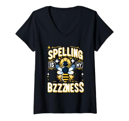 Damen Spelling Is My Bzzzness Competition School Student ------- T-Shirt mit V-Ausschnitt Damen Spelling Is My Bzzzness Competition School Student ------- T-Shirt mit V-Ausschnitt von Rechtschreibmeister Humor