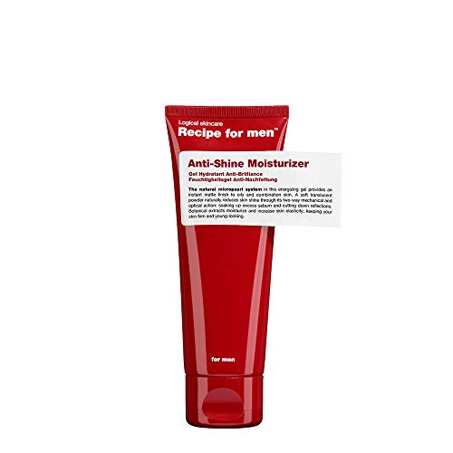 RECIPE FOR MEN Anti-Shine Moisturizer - Sofortiges mattes Finish, Micropearl System für fettige Haut/Mischhaut, verbessert die Elastizität, hergestellt in Schweden, 75 ml von Recipe for Men