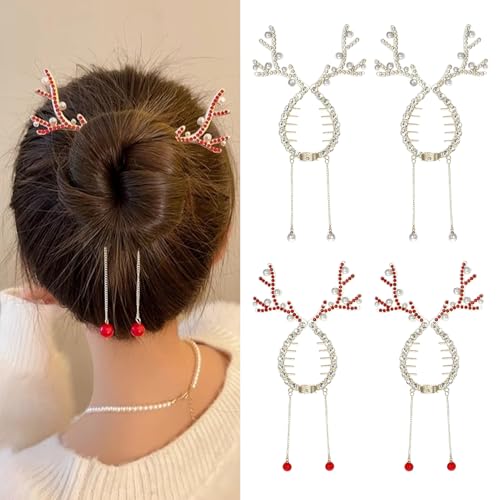 Bird Nest Haarspangen Damen – Expandable Haarklammer für Pferdeschwanz, Haarspangen Damen Dünnes Haar, Haarspange Groß für Dickes, Feines, Lockiges Haar, Haarklammer Damen (Weihnachtshaarnadeln) von Recitem
