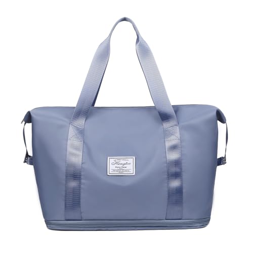 Groß Sporttasche für Herren und Damen Faltbare Reisetasche Weekender Carry On Workout Wasserdicht Sport Bags mit Nassfach Leicht Sporttasche Damen für Fitnessstudio Reise (Hellblau) von Recitem