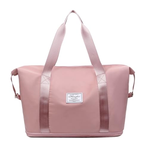 Groß Sporttasche für Herren und Damen Faltbare Reisetasche Weekender Carry On Workout Wasserdicht Sport Bags mit Nassfach Leicht Sporttasche Damen für Fitnessstudio Reise (Rosa) von Recitem