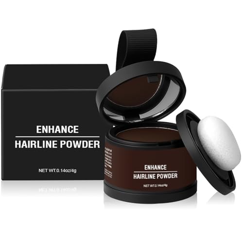 Haaransatz Puder für Frauen und Männer, hairline powder blond, fleckenabweisender Ansatzpuder, Haar Concealer Haarverdichtung, wasserfestes Haar Make-up Ansatz (Dunkelbraun, 4.5 * 4.5 * 3.6cm) von Recitem