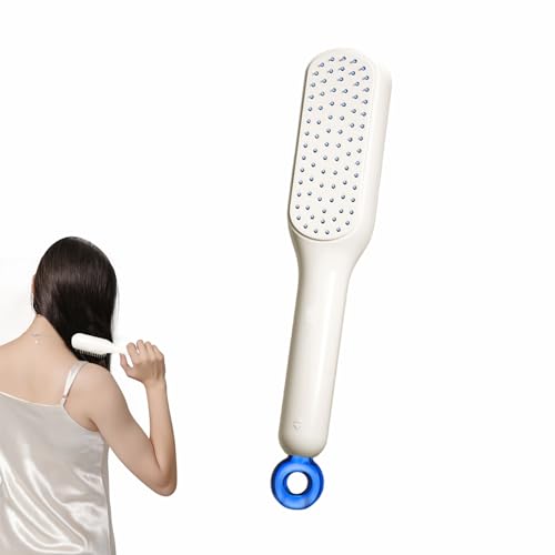 Self Cleaning Anti Static Massage Comb,Haarbürste Ohne Ziepen, Ein-Zug Reinigung Massagebürste Entwirrbürste,Tragbarer haarbürsten für alle Haartypen Antistatischer für Frauen und Mädchen (Weiß) von Recitem