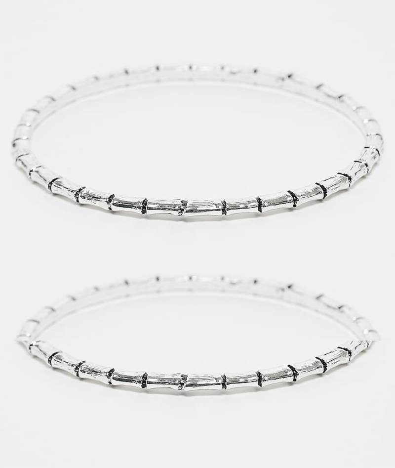 Reclaimed Vintage - 2er-Pack Armreifen in Silber mit Bambusoptik von Reclaimed Vintage
