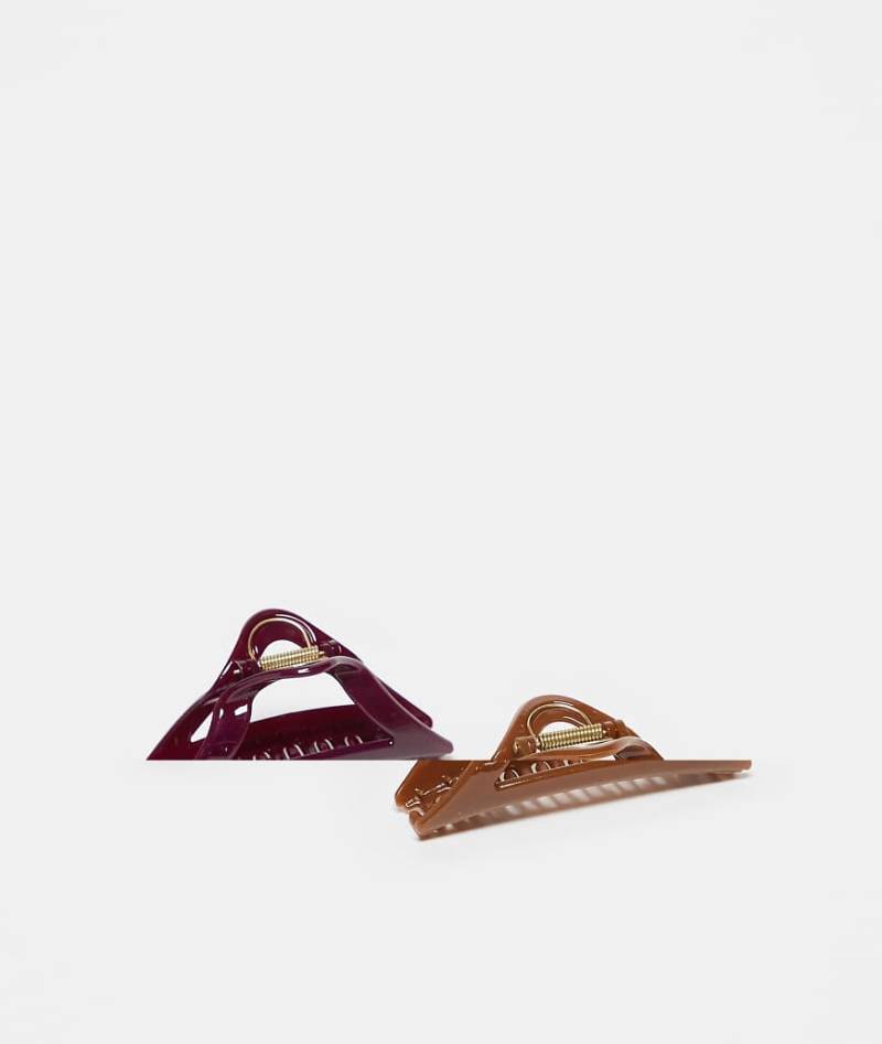 Reclaimed Vintage - 2er-Pack Haarklammern in Braun und Burgunderrot-Bunt von Reclaimed Vintage