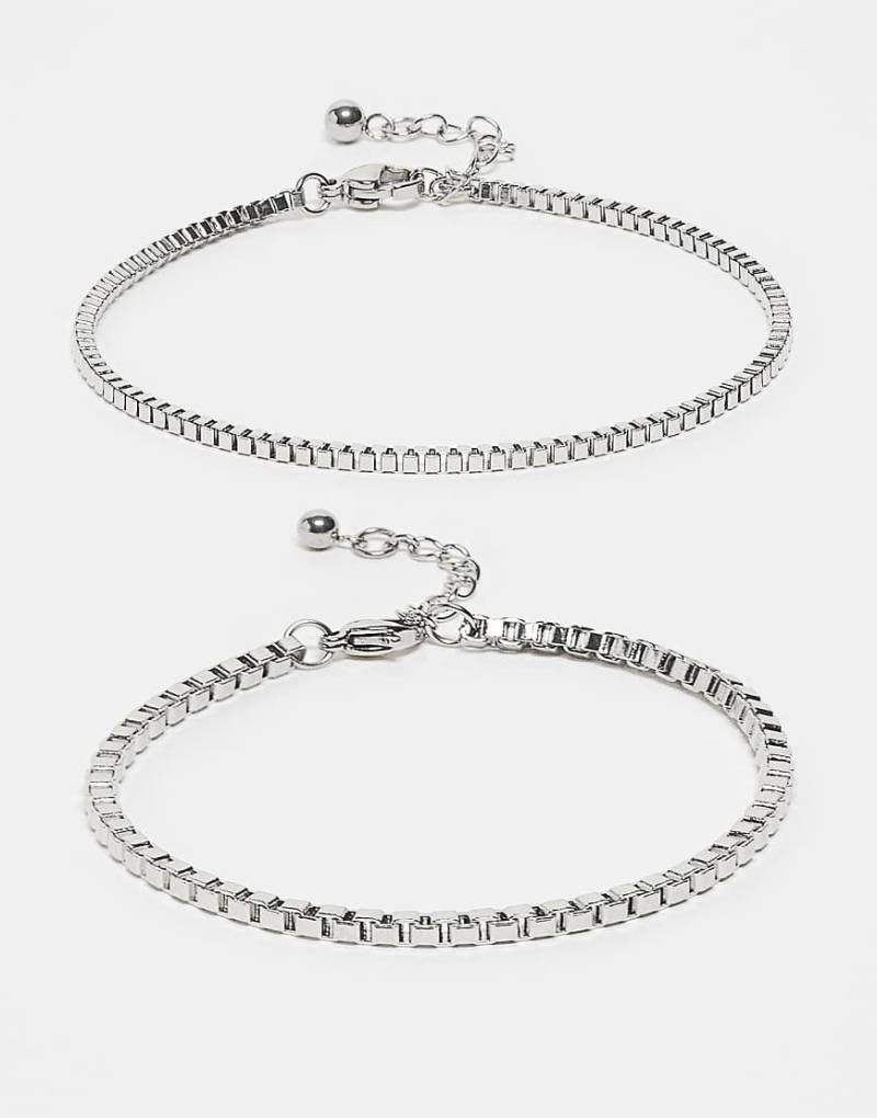 Reclaimed Vintage - 2er-Pack Unisex-Kettenarmbänder aus wasserfestem Edelstahl in Silber von Reclaimed Vintage