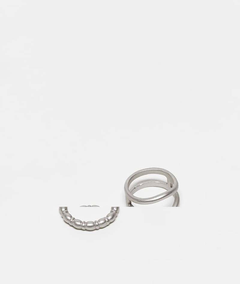 Reclaimed Vintage - 2er-Pack Unisex-Ringe in Silberoptik mit geschmolzenem Design von Reclaimed Vintage