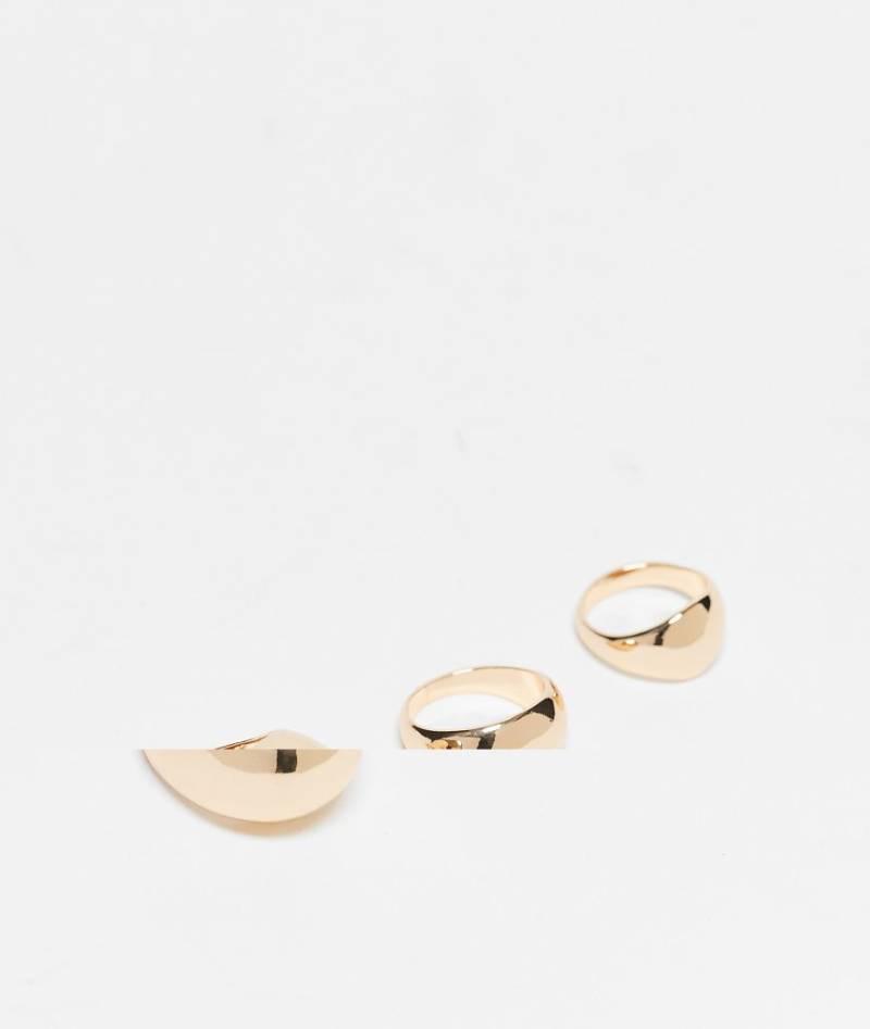 Reclaimed Vintage - 3 goldfarbene Unisex-Ringe mit Kuppel-Design von Reclaimed Vintage