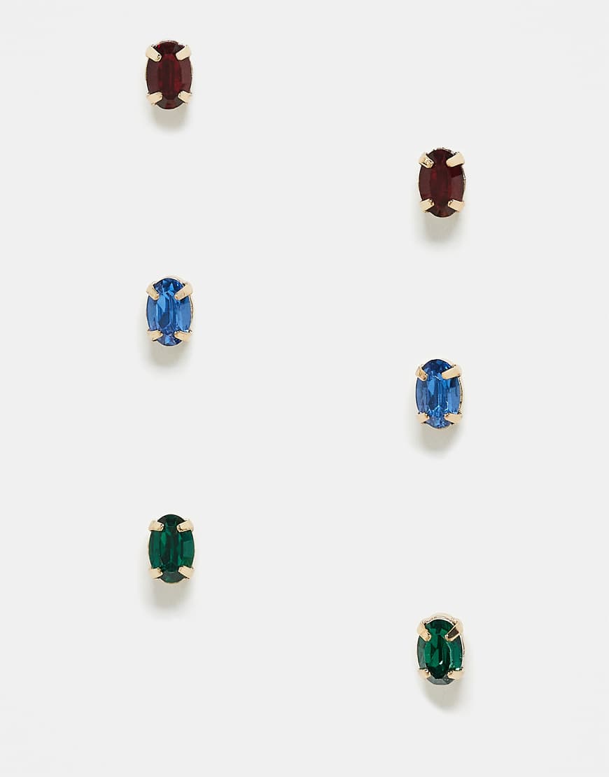 Reclaimed Vintage - 3er-Pack Unisex-Ohrstecker in Blau, Rot und Grün-Bunt Reclaimed Vintage - 3er-Pack Unisex-Ohrstecker in Blau, Rot und Grün-Bunt von Reclaimed Vintage