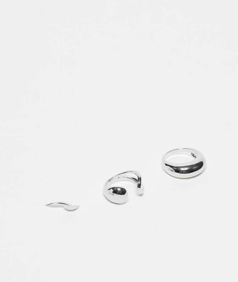 Reclaimed Vintage - 3er-Pack Unisex-Ringe mit Wickel-Design in Silber von Reclaimed Vintage