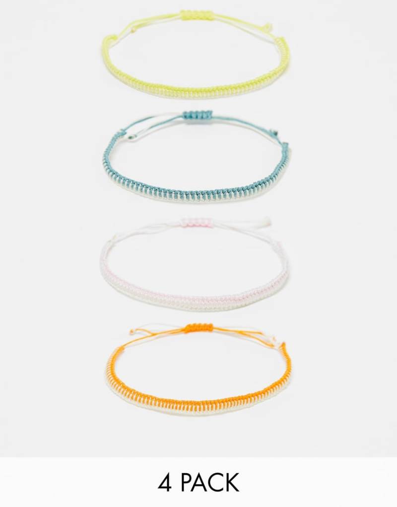 Reclaimed Vintage - 4er-Pack Unisex-Fußkettchen aus verschiedenem Material-Bunt von Reclaimed Vintage