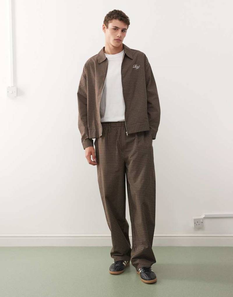 Reclaimed Vintage - Elegante Hose in Braun kariert mit elastischem Bund, Kombiteil-Bunt von Reclaimed Vintage