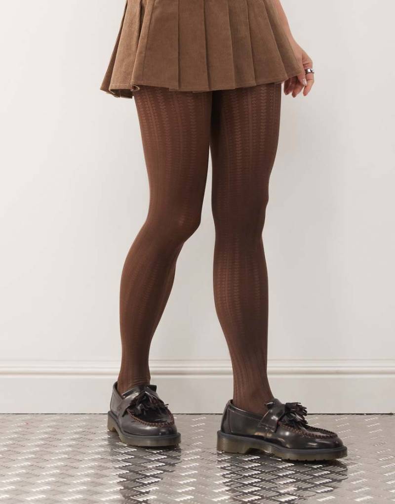 Reclaimed Vintage - Gerippte Strumpfhose in Schokobraun-Brown Reclaimed Vintage - Gerippte Strumpfhose in Schokobraun-Brown von Reclaimed Vintage