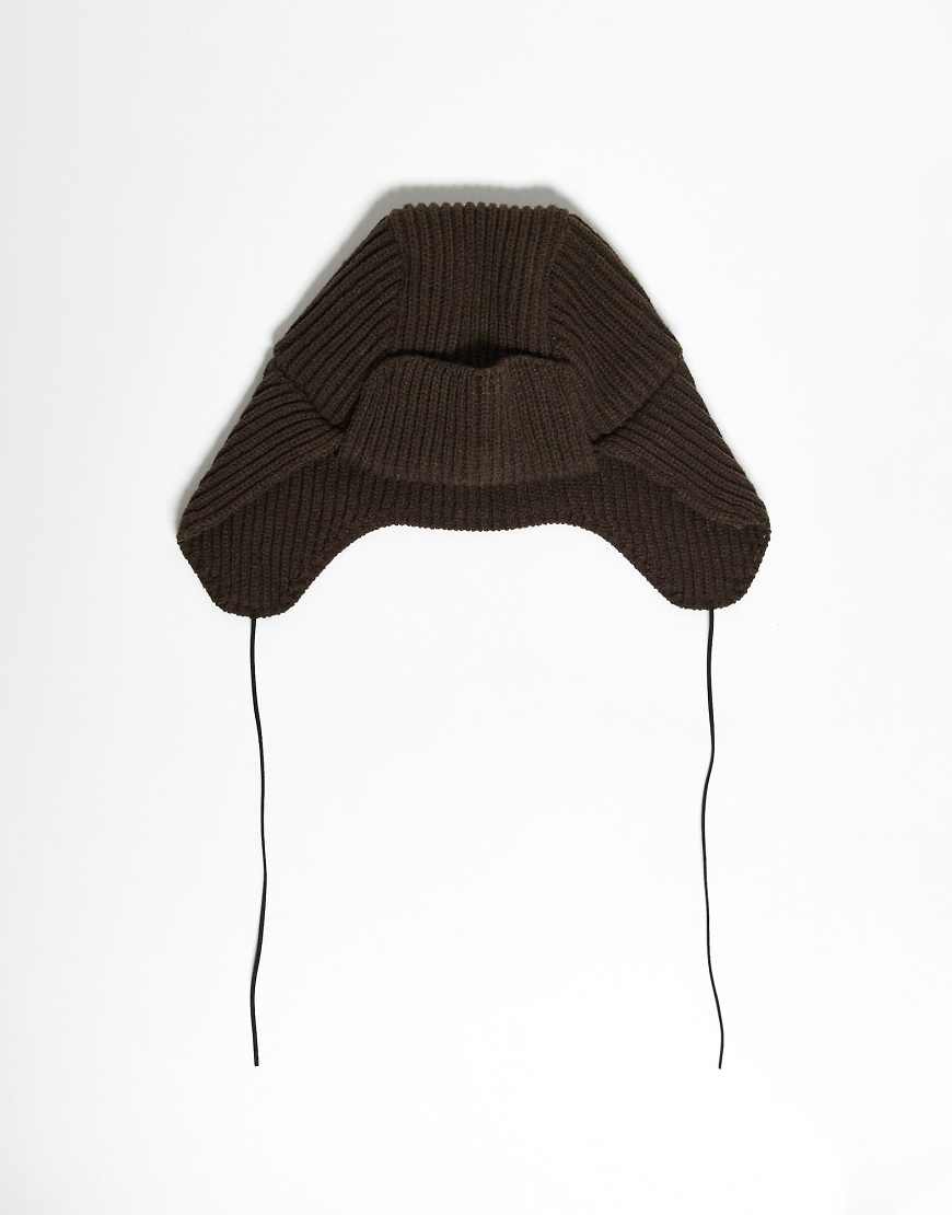 Reclaimed Vintage - Gestrickte Unisex-Mütze in Braun-Brown von Reclaimed Vintage