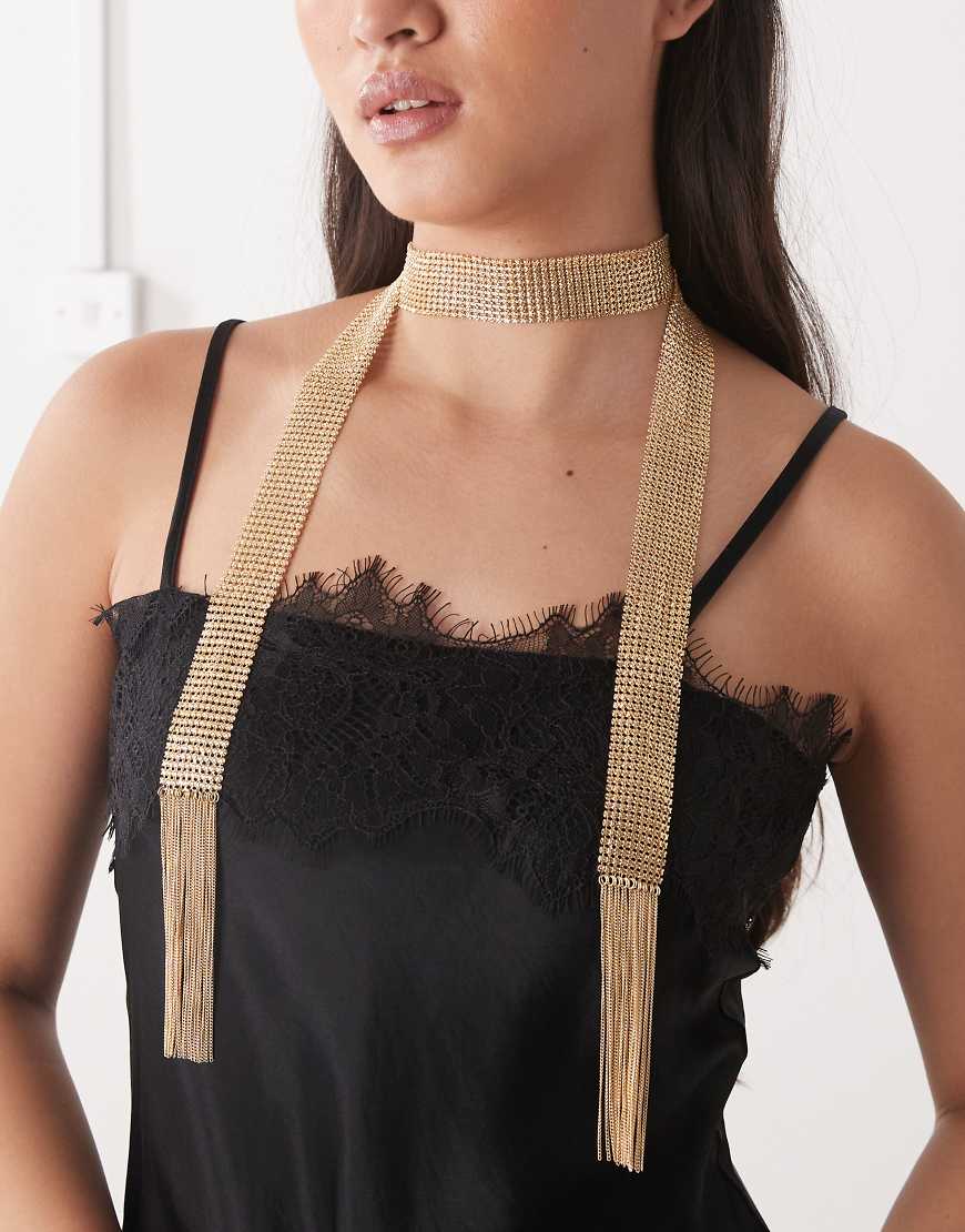 Reclaimed Vintage - Goldfarbener Schal aus Kettenstoff von Reclaimed Vintage