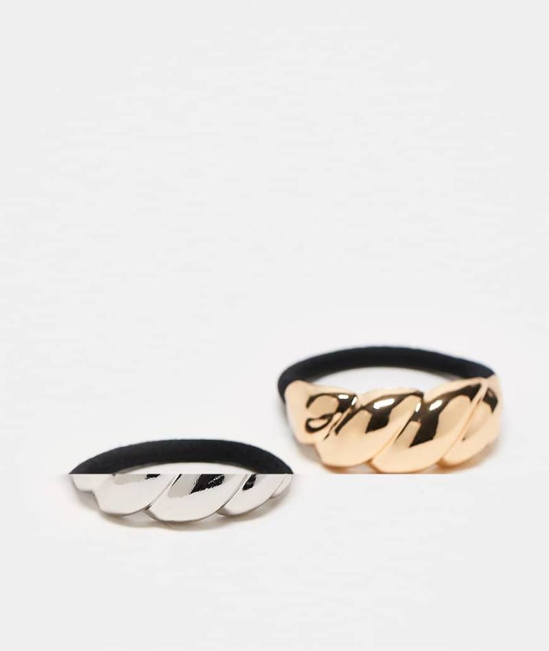 Reclaimed Vintage - 2er-Pack Haargummis mit Metalldetail in Gold und Silber von Reclaimed Vintage