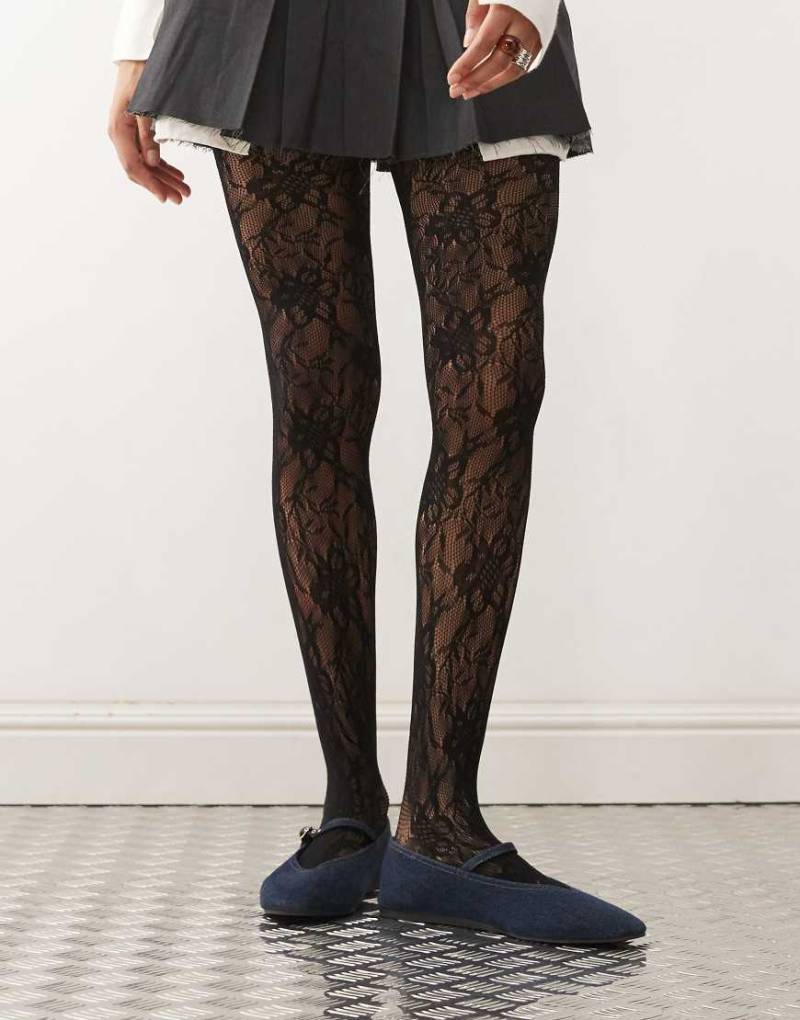 Reclaimed Vintage - Halloween - Strumpfhose aus Spitze in Schwarz von Reclaimed Vintage