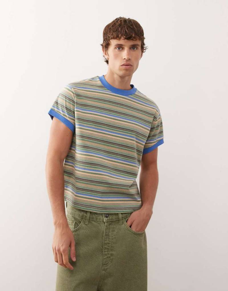 Reclaimed Vintage - Kastiges Ringer-T-Shirt mit verschiedenen Streifen-Bunt von Reclaimed Vintage