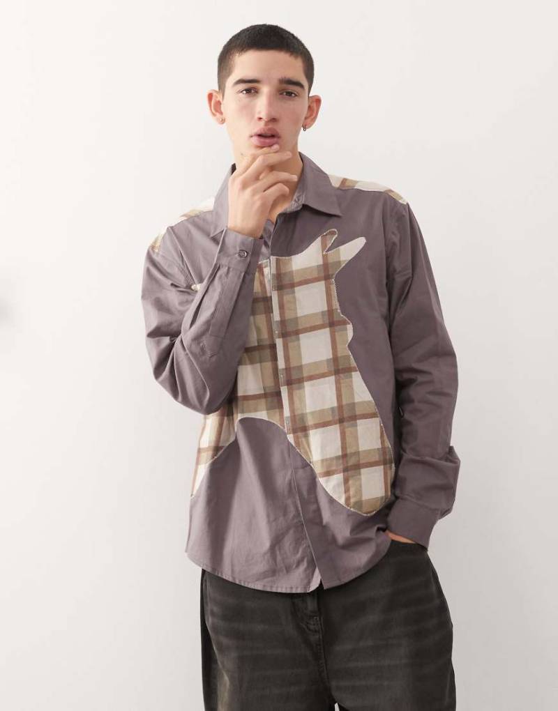 Reclaimed Vintage - Langärmliges Hemd in Braun kariert mit geteilter Pferdeapplikation-Bunt von Reclaimed Vintage