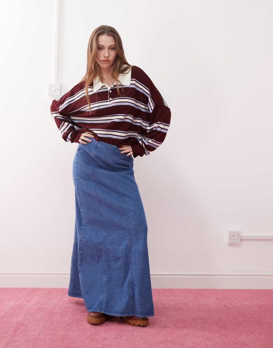 Reclaimed Vintage - Maxi-Jeansrock in Mittelblau von Reclaimed Vintage