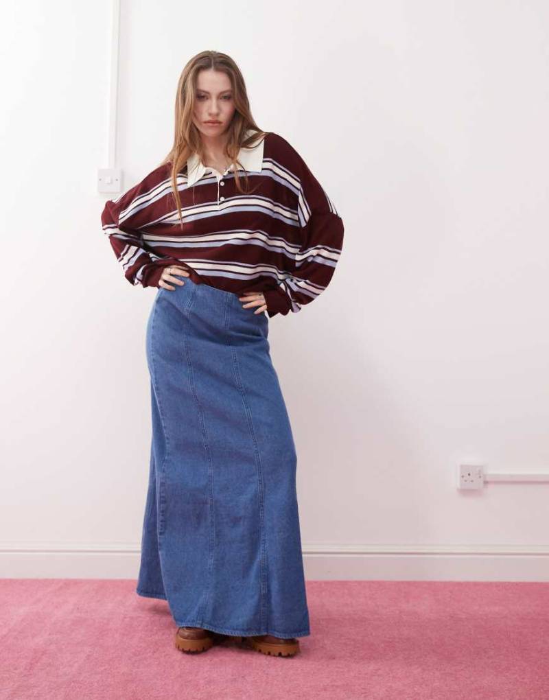 Reclaimed Vintage - Maxi-Jeansrock in Mittelblau von Reclaimed Vintage