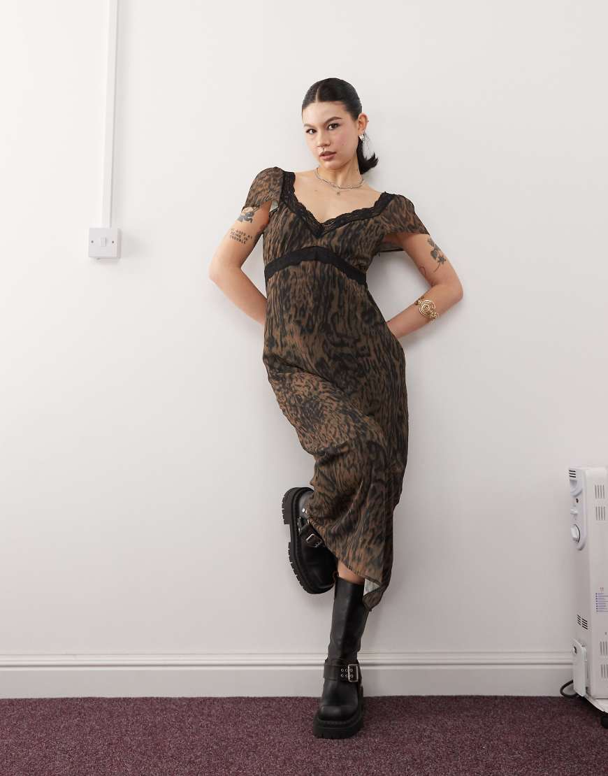 Reclaimed Vintage - Maxikleid mit Animal-Print und Spitzenborte-Bunt Reclaimed Vintage - Maxikleid mit Animal-Print und Spitzenborte-Bunt von Reclaimed Vintage