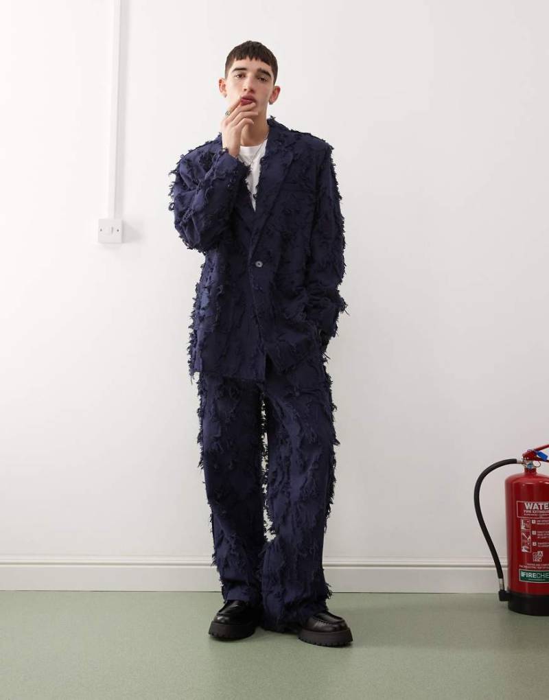 Reclaimed Vintage - Oversize-Anzugjacke in Marineblau mit Fransen, Kombiteil von Reclaimed Vintage