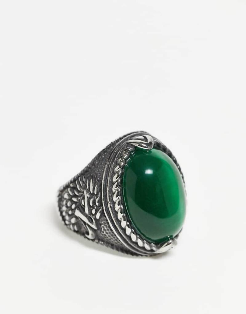 Reclaimed Vintage - Unisex-Ring aus wasserfestem Edelstahl in Silberoptik mit Schmuckstein von Reclaimed Vintage