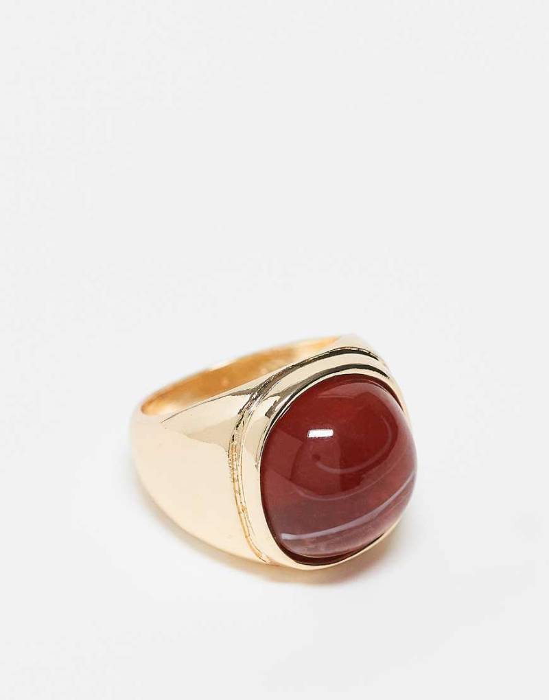 Reclaimed Vintage - Ring in Goldoptik mit Kunststein in Rot, unisex-Silber von Reclaimed Vintage