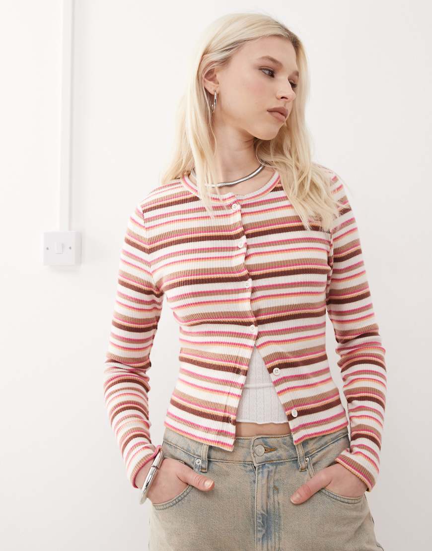 Reclaimed Vintage - Strickjacke in Rosa mit Streifen von Reclaimed Vintage