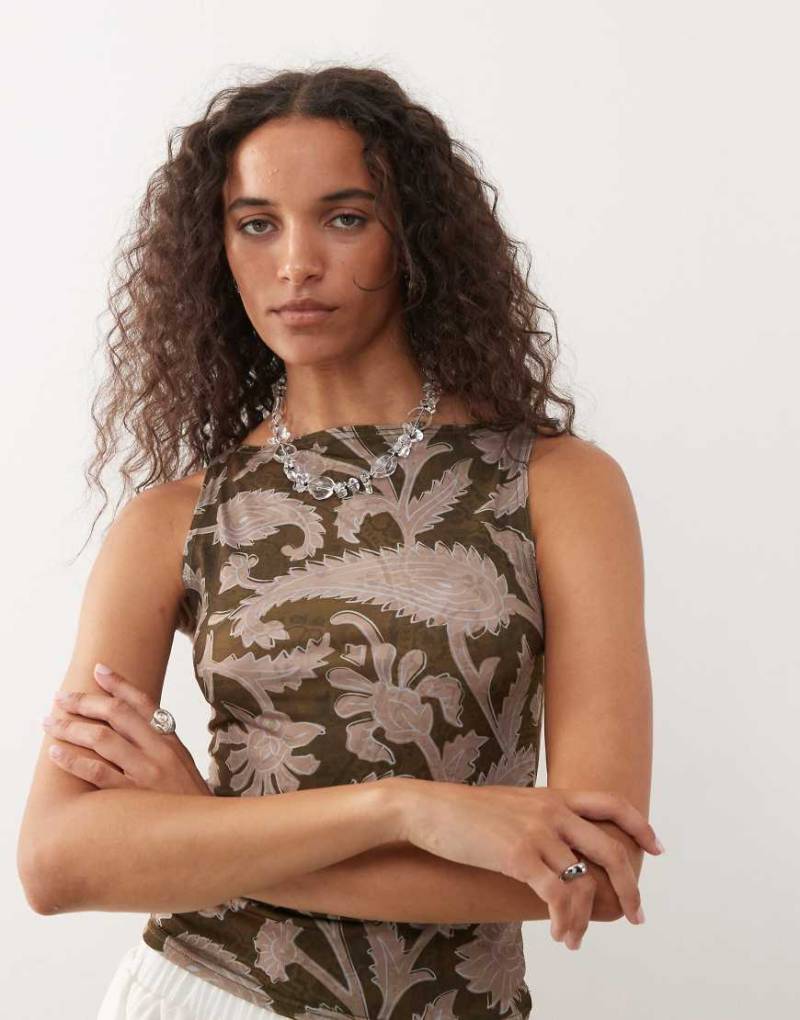 Reclaimed Vintage - Tanktop mit U-Boot-Ausschnitt und überdimensionalem Paisleymuster-Bunt von Reclaimed Vintage