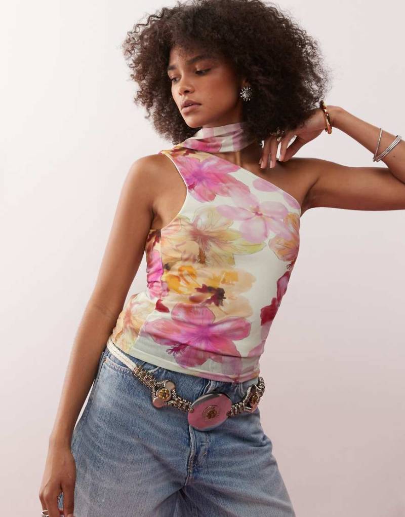 Reclaimed Vintage - Tanktop mit tropischem Halstuch-Print und U-Boot-Ausschnitt-Bunt von Reclaimed Vintage
