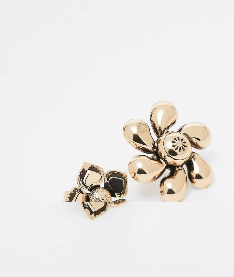 Reclaimed Vintage- Übergroßen Ringe in brünierter Goldoptik mit Blumenmotiv, 2-er Pack-Goldfarben von Reclaimed Vintage