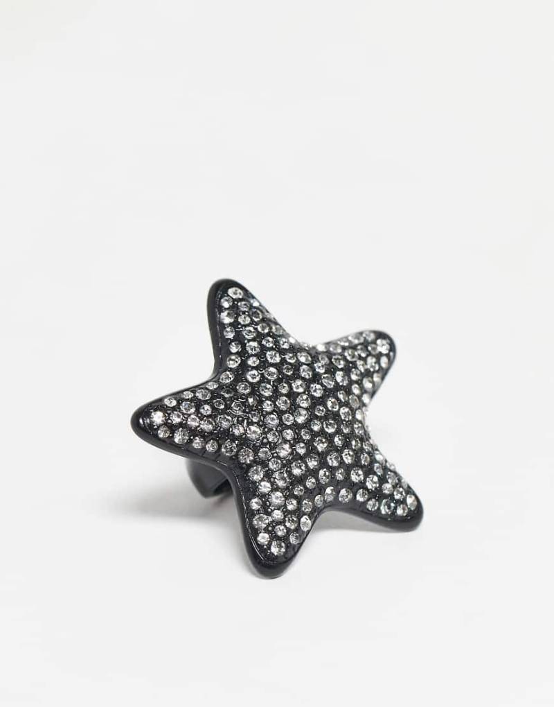 Reclaimed Vintage - Übergroßer sternförmiger Ring in Schwarz mit Strassverzierung von Reclaimed Vintage