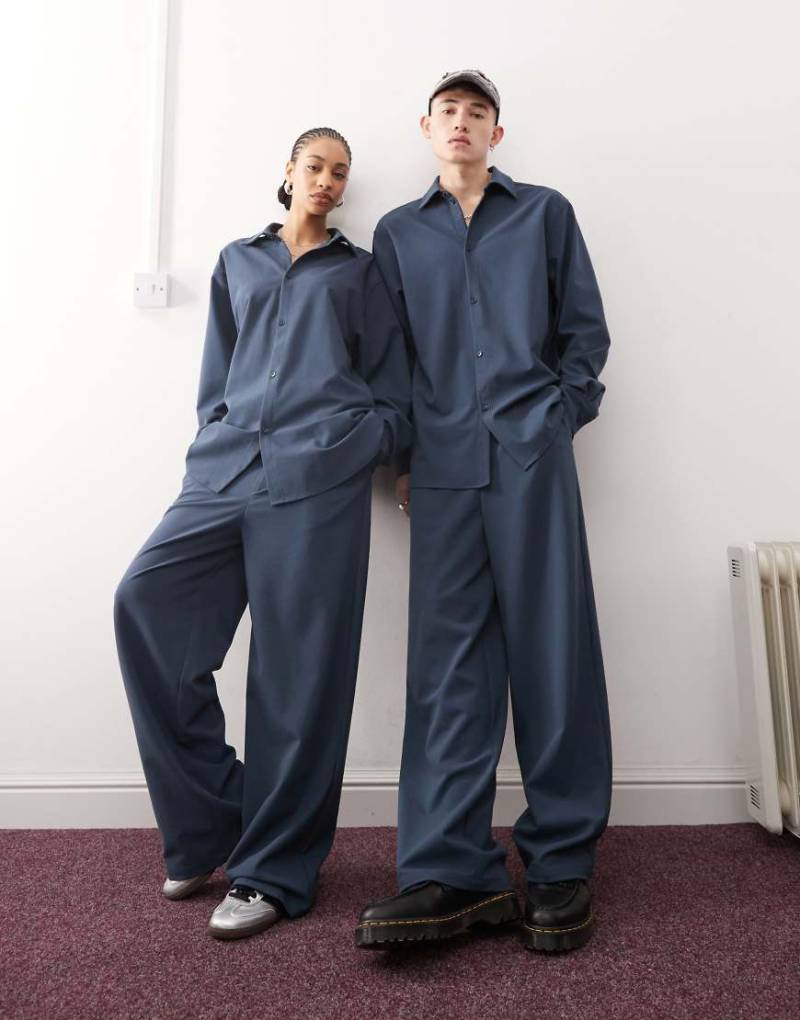 Reclaimed Vintage - Unisex-Anzughose in Marineblau mit weitem Beinschnitt, Kombiteil von Reclaimed Vintage