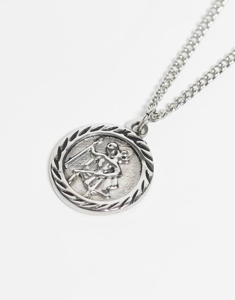 Reclaimed Vintage - Unisex - Halskette aus wasserfestem Edelstahl in polierter Silberoptik mit Christophorus-Anhänger von Reclaimed Vintage