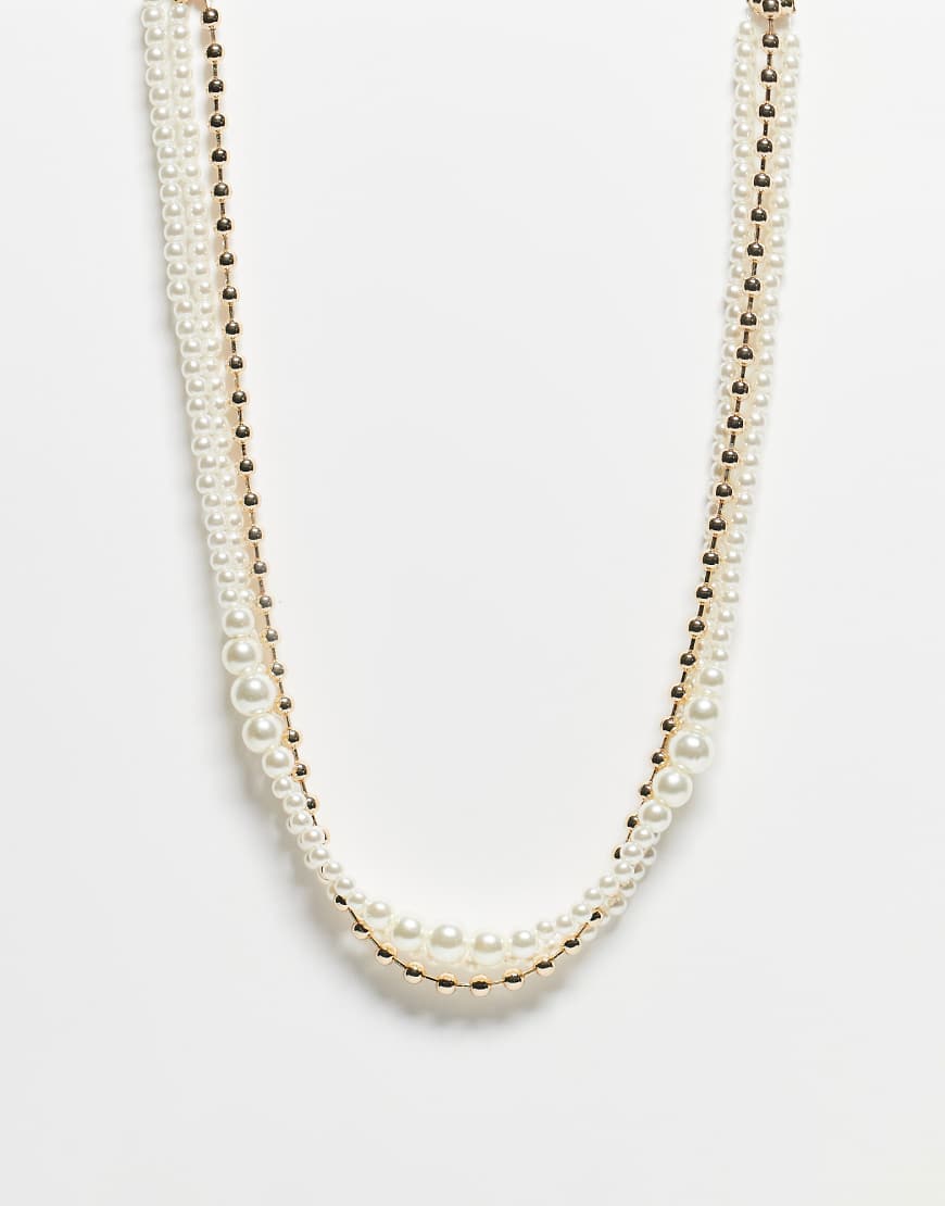 Reclaimed Vintage - Unisex-Halskette im Choker-Stil in Goldoptik mit verschiedenen Perlen-Bunt von Reclaimed Vintage