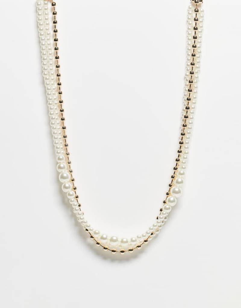 Reclaimed Vintage - Unisex-Halskette im Choker-Stil in Goldoptik mit verschiedenen Perlen-Bunt von Reclaimed Vintage