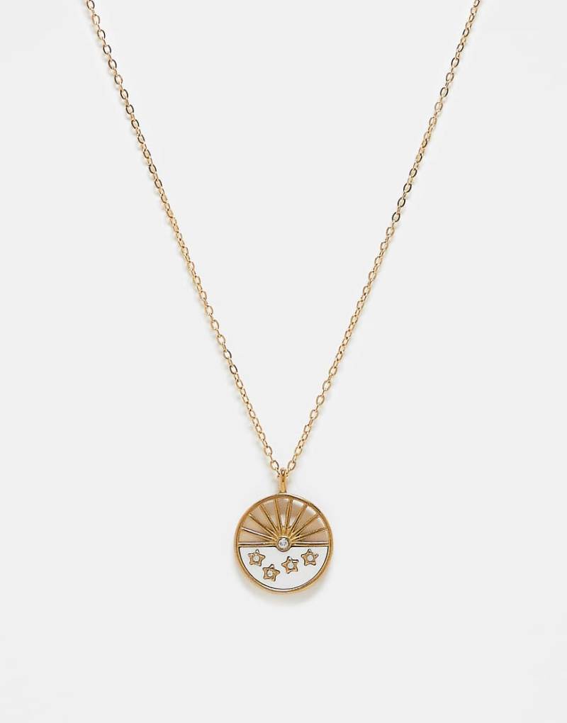 Reclaimed Vintage - Unisex-Halskette in Goldoptik mit Mondsteinimitat-Sterne-Anhänger-Goldfarben von Reclaimed Vintage