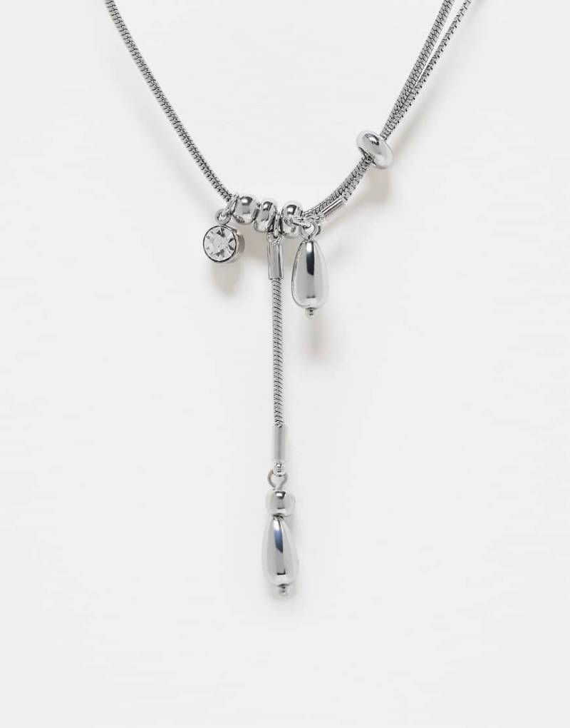 Reclaimed Vintage - Unisex - Halskette in Silber-Optik mit Tropfen-Details von Reclaimed Vintage