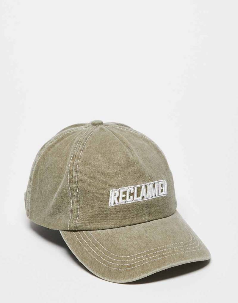 Reclaimed Vintage - Unisex - Logo-Kappe in verwaschenem Khaki mit Logo-Grün von Reclaimed Vintage