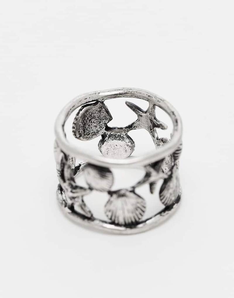 Reclaimed Vintage - Unisex - Ring in Silber-Optik mit Muschel-Design von Reclaimed Vintage